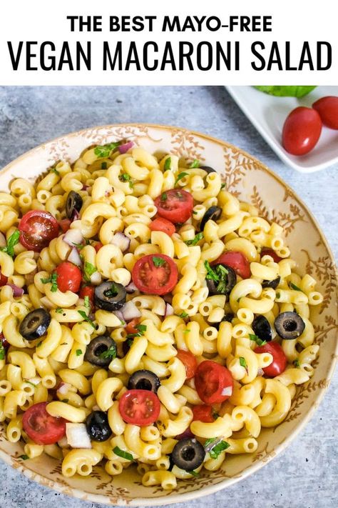 This Italian-style vegan macaroni salad is mayo-free and packed with crunchy veggies for fresh, vibrant flavors. Plus, it offers gluten-free and oil-free options. Vegan Macaroni Salad, Macaroni Salad Ingredients, Crunchy Veggies, Tofu Sandwich, Vegan Pasta Salad, Macaroni Salad Recipe, Vegan Bbq, Vegan Plant Based, Easy Italian