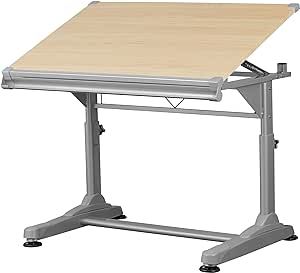 Stand Up Desk Store Adjustable Height and Angle Drafting Table Drawing Desk with Large Surface (Silver Frame/Birch Top, 40" W X 26" D) Drafting Tables, Table Drawing, Drawing Desk, Drafting Table, Stand Up Desk, Top 40, Silver Frame, Stand Up, Desk