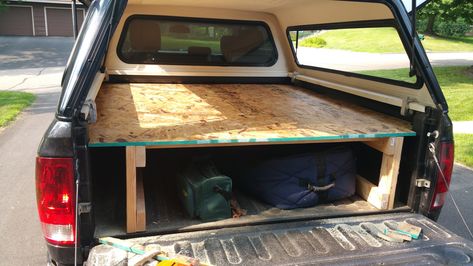 Pickup Truck Camping Platform – JHydro Power Blog Pickup Truck Camping, Truck Topper Camping, Camping Platform, Wood Truck Bedding, Truck Shells, Diy Truck Bedding, Carpentry Ideas, Camping Gear Gadgets, Tent Platform