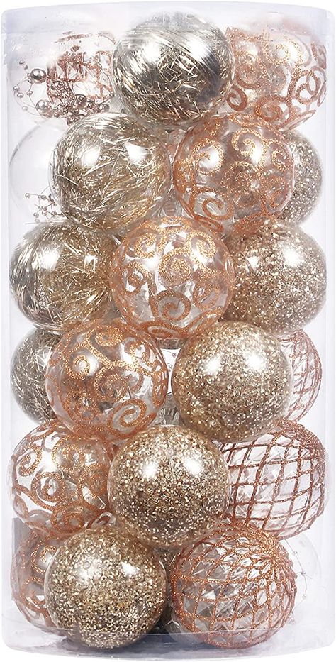 Champagne Tree Ornaments, Champagne Christmas Ornaments, Rustic Xmas Tree, Christmas Champagne, Clear Christmas Ornaments, Tree Inspiration, Christmas Balls Decorations, Clear Ornaments, Champagne Party