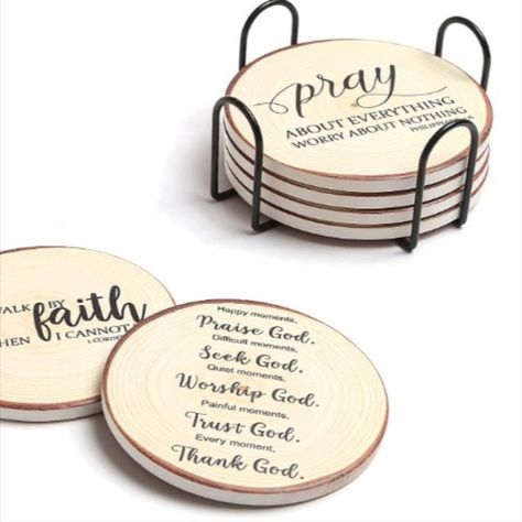 https://amzn.to/3MVdRXi Christian Coasters, Christian Gift Baskets, Christian Gifts Diy, Christian Gift Shop, Christian Products, Merchandise Ideas, Coasters With Holder, Baskets For Men, Gift Baskets For Men