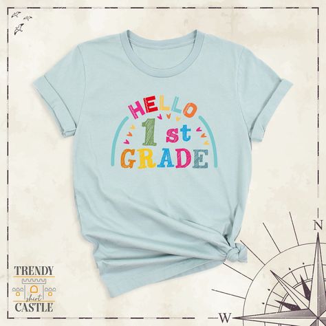 Hello 1st Grade Tee, Back to School Tees, First Grade Shirt, First Day of School Tshirt, First Grade Teacher Gift Tee, 1st Grade Crew Tees First Grade Shirt, First Grade Teacher, Kindergarten Teacher Shirts, Kindergarten Shirts, Teacher Team, School Tees, First Grade Teachers, Squad Shirt, Teacher Tees