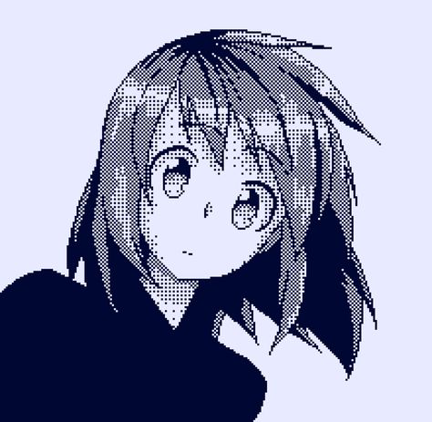 Anime Character, Pixel Art, The Good, Black And White, Tumblr, Hair, Anime, Blue, White