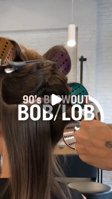 Sara Botsford | Denver Balayage on Instagram: "For the short hair gals who still love a blowout! Try this tutorial!   You’ll need some Velcro rollers @domdomhair  A 1 1/2 inch curling iron @bioionic_pro  Some texture spray or hairspray! I love @redken Dry Texture Spray   Try it out and tag me! #hairtutorial #90sblowout #hairstyletutorial #redken #behindthechair" Hot Roller Hairstyles Short Hair, Blowout Short Hair Tutorial, Curling Hair With Rollers, Short Hair Rollers Tutorial, Velcro Rollers Short Hair, Curling Short Hair Tutorial, Velcro Rollers Tutorial, 2 Inch Curling Iron, Hair Rollers Tutorial