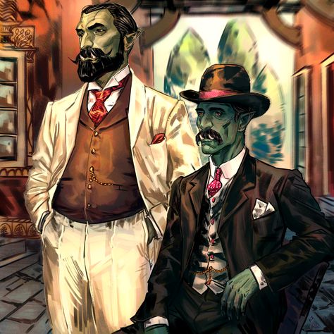 KRISKUKKO (Posts tagged orcs) 1930s Fantasy Art, 1920s Fantasy Art, Steampunk Orc, Fantasy 1920s, 1920s Theme, Weird West, Dnd Inspiration, Racial Profiling, Western Front