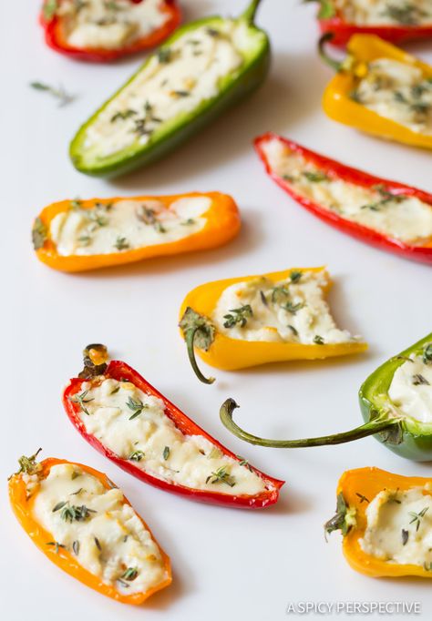 Easy 3-Ingredient Mini Stuffed Peppers Recipe that will delight your party guests! This simple appetizer recipe is loaded with flavor and so easy to make. A Mini Stuffed Peppers, Mini Peppers Recipes, Cream Cheese Stuffed Peppers, Healthy Appetizers Easy, Mini Peppers, Stuffed Peppers Recipe, A Spicy Perspective, Mini Appetizers, Stuffed Mini Peppers