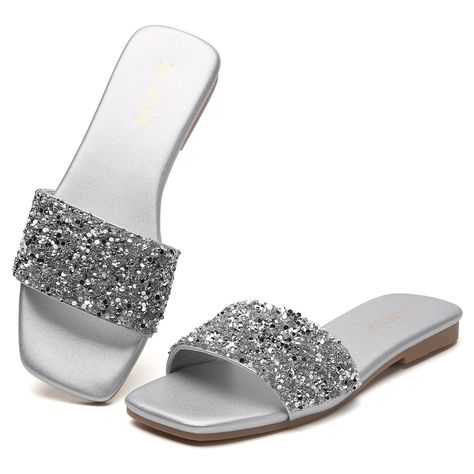 PRICES MAY VARY. 【Chic Look】The Crystal Rhinestone Slides showcase a glamorous aesthetic with their sparkling diamond-like accents. 【Comfortable Fit】 With their contoured footbed, these sandals compliment the natural arch and curves of your feet for enhanced comfort. 【Durable Material】 Constructed with high-quality materials, long-lasting use and can withstand daily wear and tear. 【Versatile Design】 The sleek and stylish design makes these slides an ideal choice for every occasion, from beach ou Glamorous Aesthetic, Rhinestone Slides, Fashion Slippers, Summer Slippers, Rhinestone Sandals, Sparkling Diamond, Rhinestone Decor, Soft Summer, Sandal Fashion