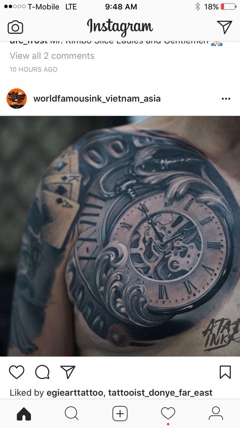 Clock Chest Tattoo For Men, Clock Tattoos, Spartan Tattoo, Angel Tattoos, Mens Hairstyles With Beard, Clock Tattoo Design, Chest Tattoo Men, Clock Tattoo, Pocket Watch Antique