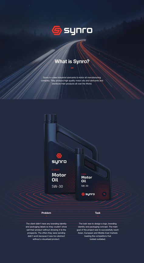 Synro. Logo, Branding Identity and Packaging Design on Behance Motor Oil Packaging, Industrial Branding Design, Motor Oil Design, Engine Oil Advertising, Car Logo Design Creative, Engine Logo Design, Car Branding Design, Motor Oil Logo, Industrial Logo Design