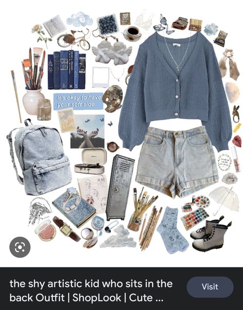 Bubble Bujo Aesthetic Outfit, Artist Vibes Outfit, Shy Girl Aesthetic Outfit, Luna Lovegood Inspired Outfits, Robyn Aesthetic, Smart Girl Outfit, Shy Girl Outfits, Shy Outfits, Olive Ostrovsky