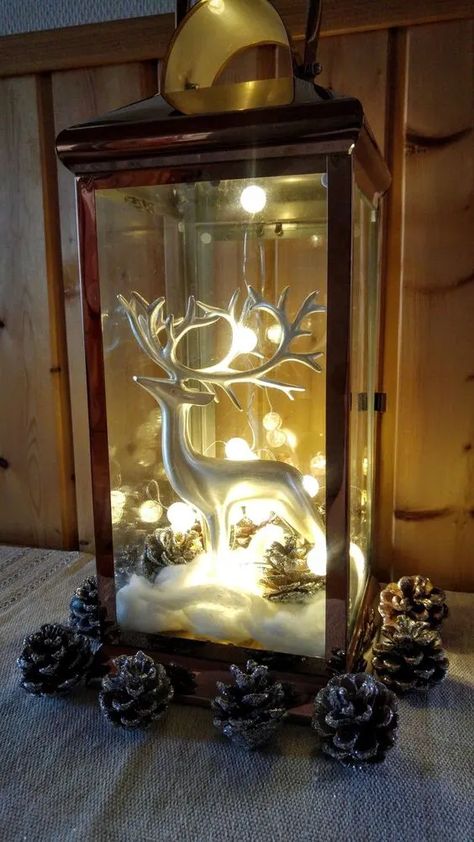 Christmas Lantern Decor Ideas, Diy Christmas Lantern, Christmas Lantern Ideas, Christmas Gala, Lantern Christmas Decor, Large Lantern, Lantern Decor, Lantern Christmas, Classic Christmas Decorations