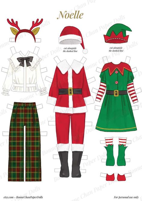 Paper Doll Printable, Santa Claus Elves, Ruby Dress, Elf Tree, Paper Dolls Clothing, Paper Doll House, Craft Craft, Kids C, Christmas Phone Wallpaper