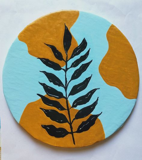 Wall decor Plate Painting, Circle Canvas, Boho Painting, Scrapbook Printing, Diy Wall Art Decor, Painting Plastic, Round Canvas, Plant Painting, Design Paper