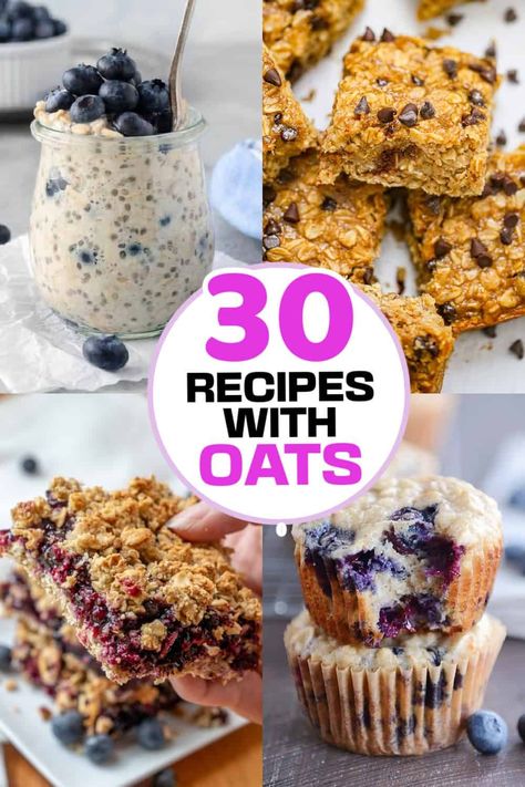 Calling all health-conscious dessert lovers! If you thought healthy eating meant sacrificing your favorite sweet treats, think again. Here’s 30 Delicious Healthy Oat Recipes for heart-healthy and delicious, nutritious oat recipes that prove you can indulge in dessert without feeling guilty. Including healthy overnight oats, easy oat bars and breakfast cookies with oats! Healthy Oat Snack Recipes, Healthy Desserts With Oats, Cooking With Oats, Easy Recipes With Oats, What To Do With Oats, Dessert Recipes With Oats, Recipes With Quick Oats, Things To Make With Oats, Quick Oats Recipes Breakfast