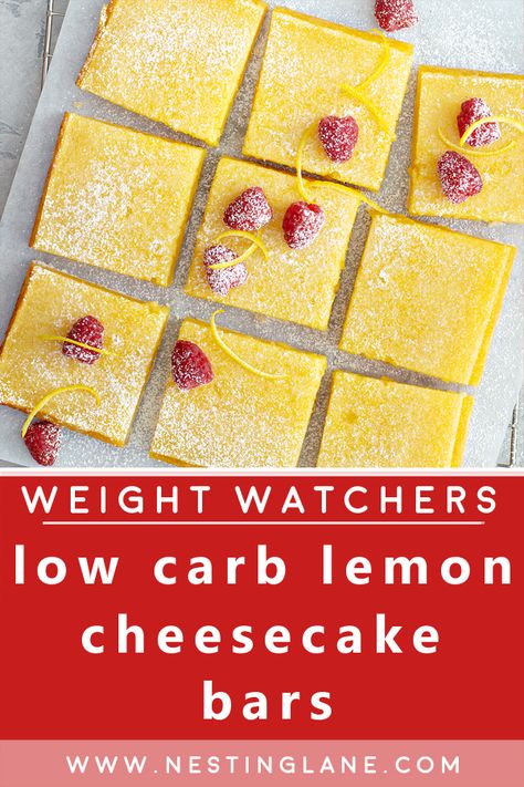 Traditional Cheesecake, Lemon Cheesecake Bars, Smart Points Recipes, Lemon Cheese, Weight Watchers Recipes Desserts, Cheesecake Bar Recipes, Ww Freestyle, Ww Desserts, Points Recipes