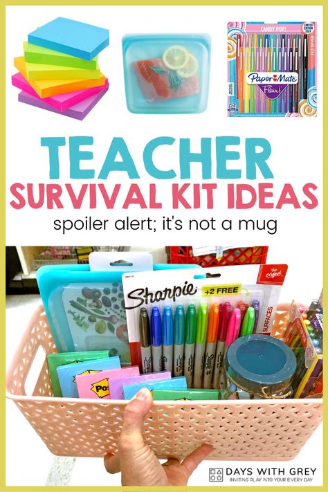 back to school welcome basket for teachers Teacher Box Ideas, Teacher School Supplies Gift, School Supplies For Teachers Gift, Teacher Supply Gifts, Teacher Bag Gift Ideas, Diy Gift Basket For Teacher, New Teacher Gift Basket Survival Kits, Gifts For Prek Teachers, School Supply Gifts For Teachers