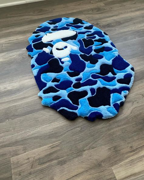 🦍💧32in Camo Bape Rug 💧🦍 -SOLD❗️ - -Anything you imagine can be created💪🏽 - -DM for Commissions 🌴 - #U #fyp #tuftingart #aesthetics #tufttheworld #tufting #rugdesigner #rugdesigns #carpetdesign #tuftdesign #carpets #rugdesign #rugs #rugsusa #rug #carpet #rugmaking #ignorantrugs #art #bape #abathingape Streetwear Rugs, Bape Rug, Boy Rug, Gaming Bedroom Ideas, Hypebeast Rug, Tufting Rugs, Tufting Ideas, Boys Rug, Gaming Bedroom