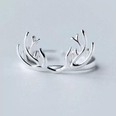 Deer Antler Ring, Antler Ring, Animal Ring, Rings Jewelry Fashion, Deer Antler, Girls Jewelry, Rose Gold Earrings, Pandora Jewelry, 925 Silver Rings