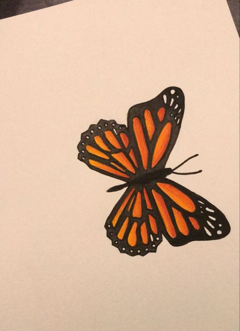 Orange Drawings Aesthetic, Orange Drawing Aesthetic, Orange Aesthetic Drawing, Orange Things To Draw, Orange Painting Aesthetic, Orange Butterfly Drawing, Orange Butterfly Aesthetic, Orange Butterfly Painting, Orange Painting Ideas