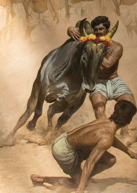 Jallikattu Photos, Jallikattu Bull Images, Jallikattu Drawing, Jallikattu Images, Tamil Art Culture, Bull Images, Bull Painting, Watch Digital, Indian Illustration