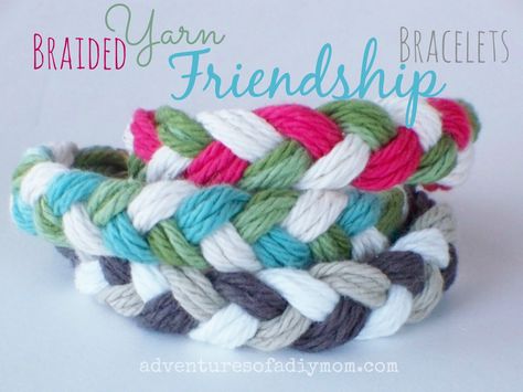 How to Make Braided Yarn Friendship Bracelets by Adventures of a DIY Mom. #DIY #Bracelet #Jewelry Braided Yarn Bracelet, Yarn Jewelry, Personalized Friendship Braided Bracelets, Braided Friendship Bracelets As Gifts, Handmade Friendship Braided Bangle Bracelets, Bohemian Braided Friendship Bangle Bracelet, Resizable Braided Friendship Bracelet, Yarn Friendship Bracelets, How To Make Braids