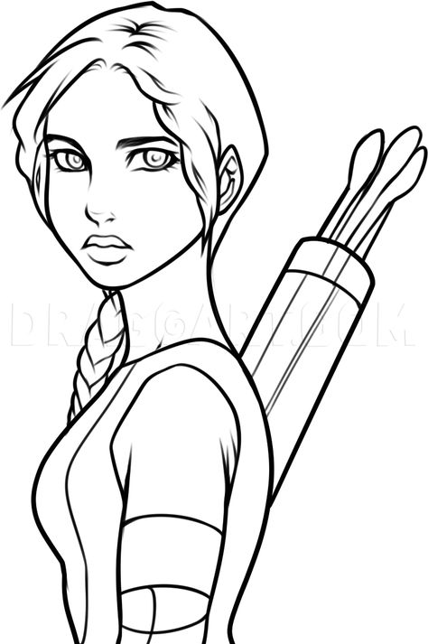 How To Draw Anime Katniss Everdeen, Step by Step, Drawing Guide, by Dawn | dragoart.com How To Draw Katniss Everdeen, Hunger Games Drawings Easy, Katniss Everdeen Drawing, Katniss Drawing, Hunger Games Drawings, Hunger Games Katniss, Meaningful Drawings, Drawing Clipart, Disney Sketches