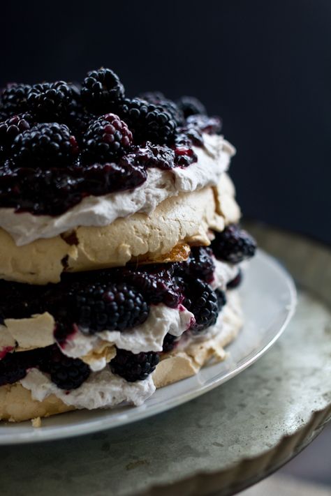 Blackberry Pavlova with Cardamom | Adventures in Cooking Mulberry Cake, God Mat, Think Food, Eat Dessert First, Eat Dessert, Decadent Desserts, Sweets Treats, Pavlova, Let Them Eat Cake