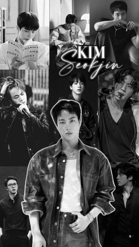 Collage of Kim Seokjin, wallpaper Jin, Джин, Ким Сокджин Jin Black Wallpaper, Jin Collage Wallpaper, Seokjin Collage, Kim Seokjin Wallpaper, Jin Collage, Bts Jin Aesthetic, Seokjin Wallpaper, Jin Aesthetic, Wwh Jin