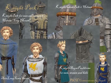 Knight Pack 1 |  Medieval Sim Tailor auf Patreon Medieval Outfit, Knight Outfit, Sims Medieval, Sims 4 Patreon, Female Knight, Knight Armor, Sims 4 Mods Clothes, Sims 4 Cas, Sims 4 Clothing