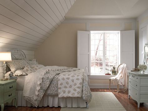 Whites are serene, whites are perfect for resting areas. Country Bedroom, via Flickr. Behr Paint, Forest Path, Best Paint Colors, Bedroom Paint, Room Paint, Bedroom Colors, White Trim, My New Room, Room Colors