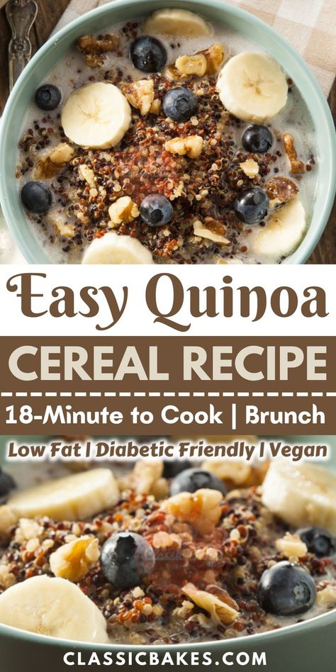 Low-glycemic index Quinoa cereal for diabetics. Made with plant-based protein, fiber, and low GI quinoa. With your choice of nuts, fruits, or dried fruit toppings, this cereal is great for you or as a healthy breakfast option for the whole family. Low Gi Breakfast, Oatmeal Alternative, Cereal Healthy, Healthy Nuts And Seeds, Cereal For Diabetics, Quinoa Cereal, Quinoa Recipes Breakfast, Best Quinoa, Low Gi Recipes