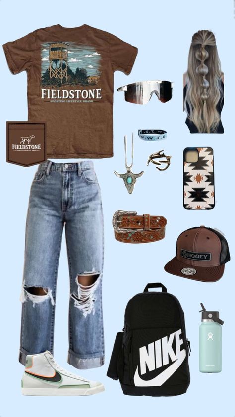 Cute Cowgirl Outfits, Casual Country Outfits, Simple Outfits For School, Southern Outfits, Country Style Outfits, Western Wear Outfits, Cute Country Outfits, Cute Modest Outfits, Country Girls Outfits