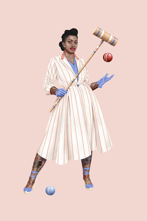 Jason Raish Illustration - FIT Black Student Illustrator Awards Fundraiser 2022 Fashion Croquet Illustration, Sports Editorial Illustration, Horse Race Illustration, E Tattoo, Fashion Institute, Tattoo Project, Beauty Logo, Fashion Illustrator, Fashion Illustration