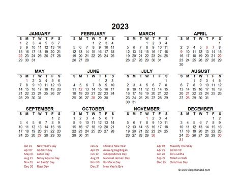 Philippine Holidays, At A Glance Calendar, Calendar 2023, Public Holiday, Philippines, Quick Saves