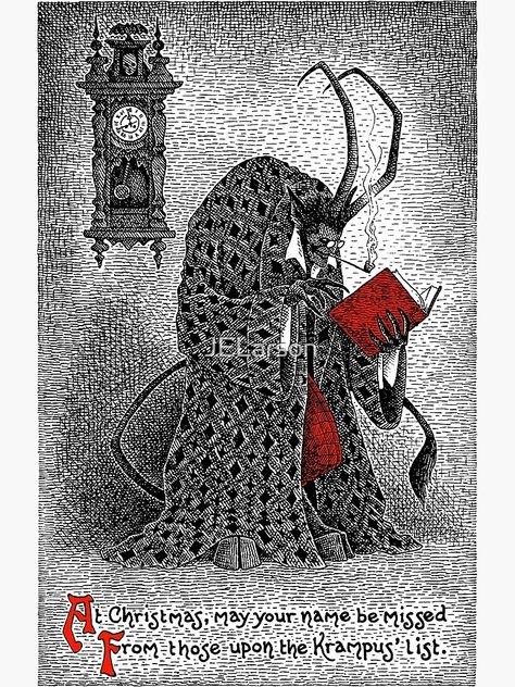 "The Krampus' List" Greeting Card for Sale by JELarson | Redbubble Krampus Card, Scary Christmas, Christmas Horror, Alternative Christmas, Cool Monsters, Holiday Greeting, Card A, Holiday Greeting Cards, Vintage Greeting Cards