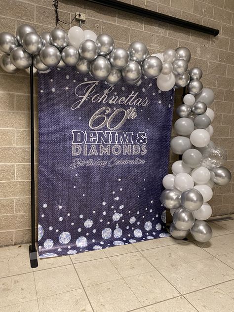 Diamond Gala Theme, Denim And Bling Party Ideas, Denim Pearls Party Themes, Blue Jean Ball Fundraiser, Denim And Diamonds Balloon Decor, Demin And Pearls Party, Navy And Silver Party Decor, Jeans And Diamonds Theme, Demin And Diamonds Party Ideas Outfits