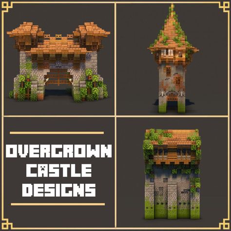 Overgrown Castle, Minecraft Castle Walls, Castle Inspiration, Minecraft Castle Designs, Fantasy Minecraft, Minecraft Kingdom, Minecraft Wall, Minecraft Houses Survival, Minecraft Structures