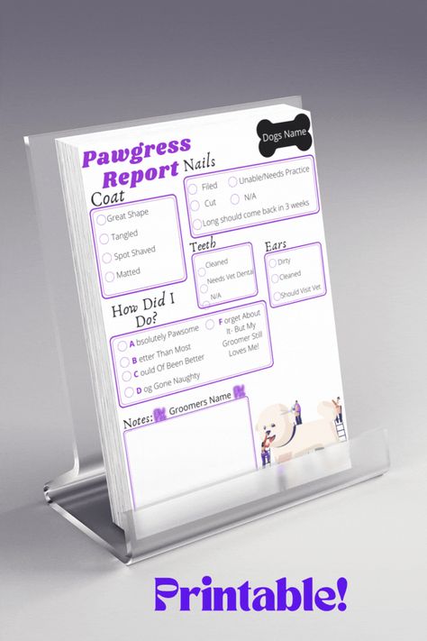 100% Editable Grooming Report Card, Nail Coat, Dog Spa, Grooming Business, Report Card Template, Report Cards, Dog Grooming Business, Grooming Salon, Report Card