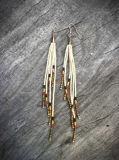 Ivory Empress Finge Earrings - Shoulder Dusters - Bronze, Flame, Gold, Cream Seed Bead Earrings, Tribal Jewelry, Boho, Gypsy, Artisan, OOAK. $40.00, via Etsy. Long Seed Bead Earrings, Envelope Book, Dusters, Earrings Inspiration, Earrings Beaded, Gold Cream, Jewelry Boho, Beaded Fringe, Seed Bead Earrings