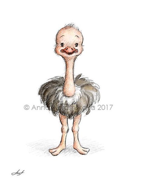 Ostrich Art, Drawing Baby, Pencil And Watercolor, Nursery Pictures, Kids Illustration, Nursery Art Girl, Baby Drawing, Kids Projects, Kids Book