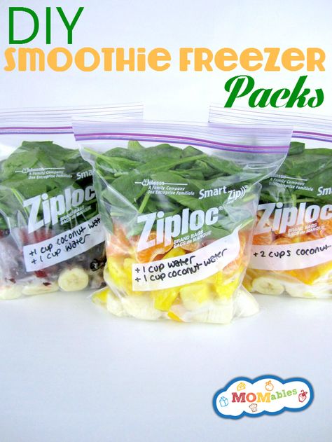 These smoothie freezer packs show you how to make smoothies with frozen fruit and veggies!  Perfect to get on track for the new year! Green Smoothie Freezer Packs, Smoothie Store, Frozen Smoothie Packs, Frozen Recipes, Diy Smoothies, Make Ahead Smoothies, Freezer Smoothie Packs, Smoothie Protein, Frozen Fruit Smoothie