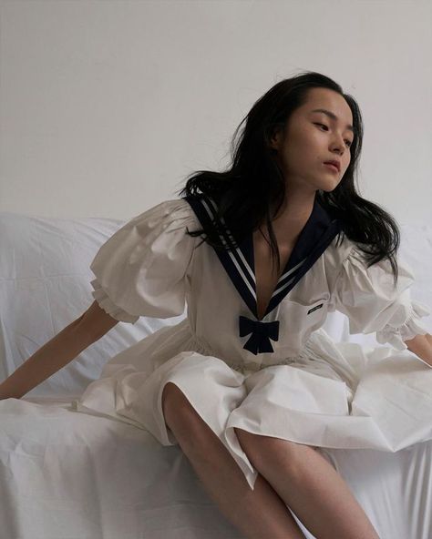 Miu Miu Sailor, Xiao Wen Ju, Miu Miu Dress, Sailor Style, Sailor Fashion, The Sailor, Sailor Dress, Dress Aesthetic, Material Girls