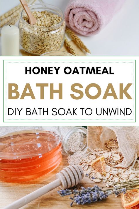 Upgrade your bath routine with this soothing and easy-to-make DIY honey oatmeal bath soak. Unwind and indulge in a relaxing self-care session with homemade bath salts featuring the goodness of honey and oatmeal. Diy Bath Tea Recipes, Diy Bath Gifts, Diy Bath Soak Recipes, Oatmeal Bath Soak, Bath Salts Diy Recipes, Bath Tea Recipe, Homemade Bath Salts Recipe, Homemade Bath Salts, Diy Bath Soak