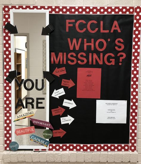 Fccla Star Events Ideas, Fccla Poster Ideas, Fccla Bulletin Boards, Club Bulletin Board, Fccla Ideas, Fcs Classroom, Middle School Bulletin Boards, Facs Classroom, Office Board