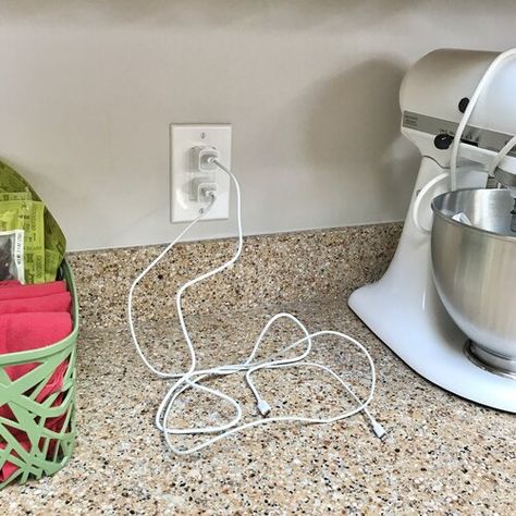 Hide Cords In Kitchen, Cord Storage Ideas Cable Management, Hiding Kitchen Cords, Kitchen Cord Organization, How To Hide Wires On Kitchen Counter, Hide Cords On Countertop, Hiding Cords On Kitchen Counter, How To Hide Cords On Kitchen Counter, Phone Cord Organization