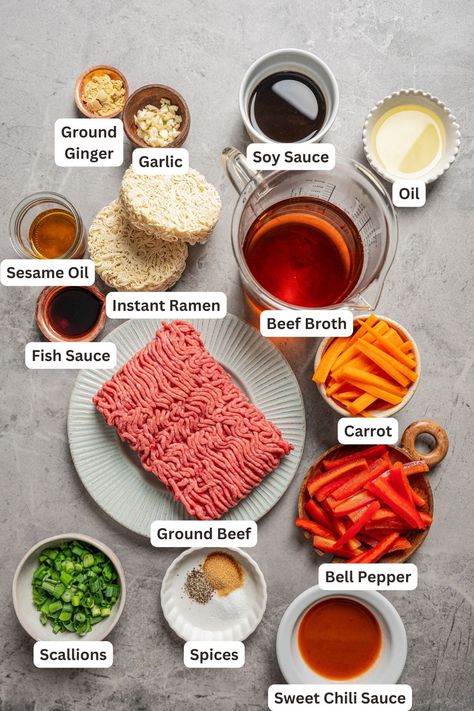 This easy beef ramen recipe combines saucy noodles, tender beef, and colorful veggies. It's ready in 30 minutes and perfect for weeknights! #beeframen #ramen #noodles Beef Broth Ramen Recipes, Ramen Beef Broth Recipe, Beef Ramen Noodle Soup Recipes, Ramen Noodle Recipes Steak, Homemade Roman Noodle Recipes, Instant Pot Beef Ramen, Beef And Ramen Noodle Recipes, Easy Beef Ramen Recipes, Beef Broth Ramen