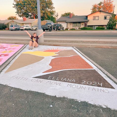 Flowers Parking Spot, Highschool Painted Parking Spots, High School Painted Parking Spots, High School Parking Lot Painting, Chalking Senior Parking Spots, Senior Things, Senior Stuff, Parking Spot, Lily Flowers