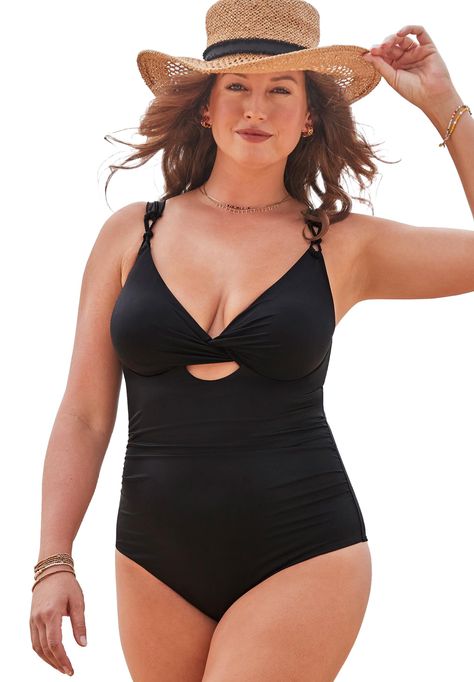 Underwire One Piece, One Piece Swimsuit Black, Soak Up The Sun, Perfect Swimsuit, Swimsuit Black, Swimsuits For All, Swimsuit Shops, Twist Front, New Tops