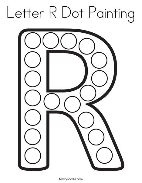 Letter R Dot Painting Coloring Page - Twisty Noodle Preschool Alphabet Book, Dot Marker Printables, Alphabet Practice Worksheets, Dot Marker Activities, Dot Letters, Dot Worksheets, Do A Dot, Baby Learning Activities, Alphabet Activities Preschool