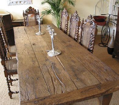 Handmade Oak Refectory Dining Tables and chairs : Woodwork Restoration UK Restore Damaged Wood Farmhouse Table Top, Barn Door Tables, Farmhouse Kitchen Light Fixtures, Wood Bar Top, Reclaimed Wood Bars, Old Wood Table, Trendy Farmhouse Kitchen, Door Table, Farmhouse Kitchen Lighting